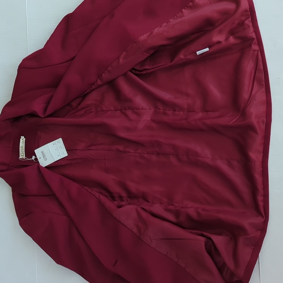 NWT Genhoo Roll Up Cuff Single Button Blazer LARGE Red Striped Cuffs - Picture 8 of 16